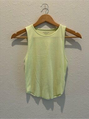 American Eagle Outfitters Green Ribbed Scoop Crop Tank